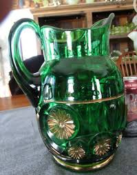 EAPG RIVERSIDE GLASS EMERALD GREEN ESTHER PATTERN WATER PITCHER HTF | eBay