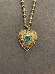 Vintage 14 Karat Yellow Gold Heart Locket WITH Natural ...