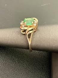 14k Yellow Gold Emerald and Diamond Ring (B14) | eBay