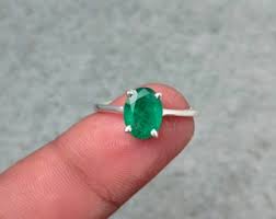 2.20 Carat Oval Emerald Ring: Minimalist Sterling Silver - Etsy