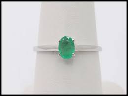 Vintage 10K White Gold Alternative Emerald Solitaire ...