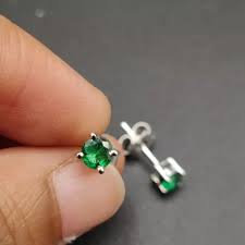1CT Round Cut Lab-Created Emerald Stud Earring Women's 14k White Gold Plated | eBay