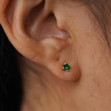 Automic Gold Emerald Stud | Minimalist Sustainable Fine Jewelry