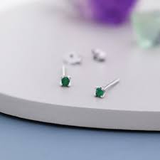 Tiny Emerald Studs Small Emerald Stud Earrings Outlet