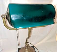Antique Verdelite Brass Desk Bankers Lamp Green Glass Shade Roll Top Unmarked | eBay