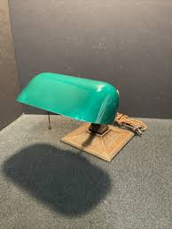 Original Emeralite Type Bronzed Iron & Cased Glass Banker's/ Desk Lamp | eBay