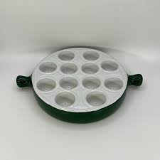 French Vintage Ceramic Glazed Escargot / Snail Serving Dish ...