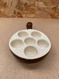 Set of 6 émile henry snail dishes in beige brown ceramic pan ...