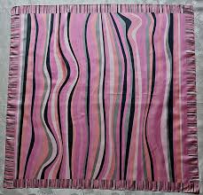 SCARF VINTAGE AUTHENTIC MONACO STRIPED ART PINK GRAY SATIN ...