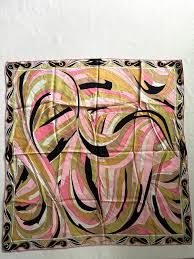 Vintage 60s EMILIO PUCCI Silk Mod Geometric Pink Brown Lime ...