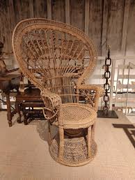 Pair of 1970s Spanish Hand Woven Wicker "Emmanuelle" Peacock ...