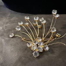 1970s Dazzling Costume Jewelry Floral Italian Brooch by 6 ...