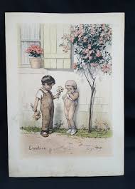 Vintage 1939 Georges Redon (EMOTION) 12"X18” Unframed Artwork Little boy & Girl | eBay