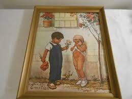 Vintage Framed Art Print by George Redon EMOTION Children Flowers Adorable! | eBay Australia