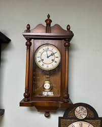 Antique German Wall Clock With Key Wind and Gong Chime ...