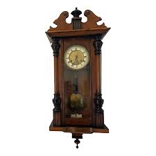 Antique Victorian Walnut Vienna Wall Clock, 1860 | Chairish