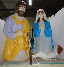 Mary And Joseph With Baby Jesus Blow Molds, With Basket ...