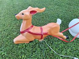 Vintage Empire Blow Mold 23” Santa Sleigh & One " Reindeer ...