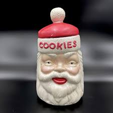 Vintage Santa Claus Head Cookie Jar Christmas Chalkware Hand ...