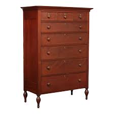Antique Pennsylvania Sheraton Cherry Tall Chest of Drawers ...