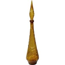 Large Amber Glass Embossed Fruit Genie Bottle with Original ...