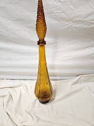 Mid Century Modern Empoli Geni Amber Glass Bottle | eBay