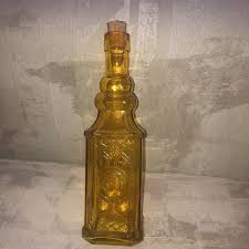 Vintage Yellow/Gold Decanter 9 Inches Tall With Cork Tap | eBay