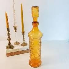 Unique Vintage | Accents | Emploi Genie Bottle Vintage Amber Glass Decanter Bottle With Stopper | Poshmark