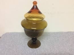 Amber Glass Compote | eBay