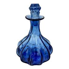 12-Ribbed Genie Cobalt Blue Glass Decanter