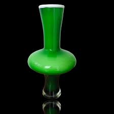 Vintage MCM '70 Green White Cased Scandinavian Glass Vase | eBay