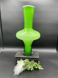 Vintage Lime Green, White encased in clear glass Vase | eBay