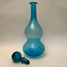Empoli Sky Blue Optic Glass Decanter, 21" Vintage, Italy | eBay