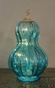 2024 Target Bullseye LED Light Up Blue 8" Glass Pumpkin Fall Halloween NEW | eBay