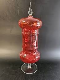 Large Red Art Glass Lidded Apothecary Jar 16.5" Tall | eBay