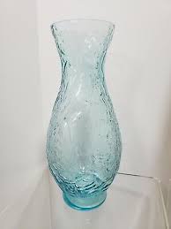 Vintage German Ingrid Glass Aqua Blue Textured Vase 8.5" T37 ...