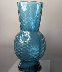 Empoli Made In Italy Optic Diamond Swirl Vase 10" Deep Teal ...
