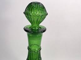 Empoli Green Glass Decanter With Stopper Cluster Grape Pattern 12" Tall | eBay