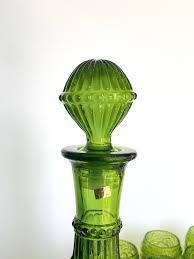 Vintage Vine and Grape Italian Empoli Decanter and Glass Set | Vintage Barware Set - Etsy