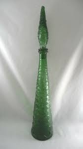 Italian WAVE Genie Bottle 21.5" Emerald Green Empoli Glass ...
