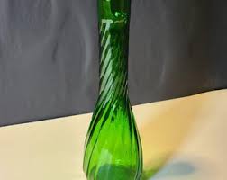 Old 1960's Hoosier Green Spiral Glass Vintage 9" Tall Flower ...
