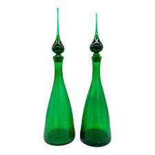 1960's Pilgrim Glass Emerald Green Crackle Glass Genie ...