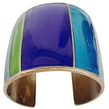 VTG Y2K Signed Kenneth Cole Brass Cuff Bracelet Enamel Color ...