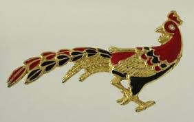 Vintage Costume Jewelry PEACOCK Red Black & Gold Tone Metal Bird Brooch Pin | eBay