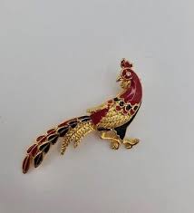 Vintage Gold Bird Brooch Pin Peacock Pheasant Costume Jewelry Accessory Enamel | eBay