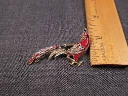Beautiful gold tone red & black enamel rooster cockerel brooch pin | eBay Australia