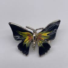 Vintage Silver Tone Enamel Butterfly Brooch Pin | eBay