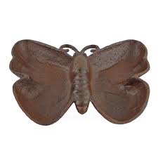 Large Cast Iron Butterfly Trinket Jewelry Key Dish Heavy ...