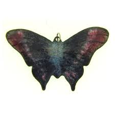 Vintage enamel over copper colorful Butterfly Pendant. For ...
