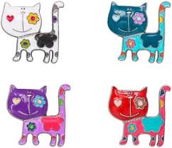 Vancy Utopia 4PCS Cat Enamel Brooch Pins for Women Girls ...